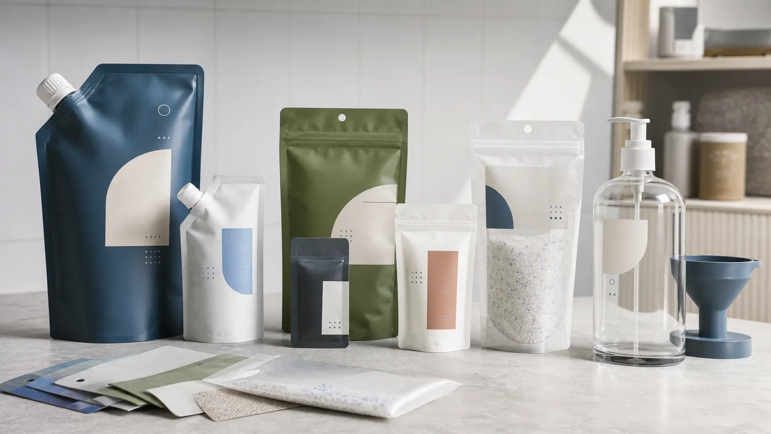 Sustainable refill pouch material planning