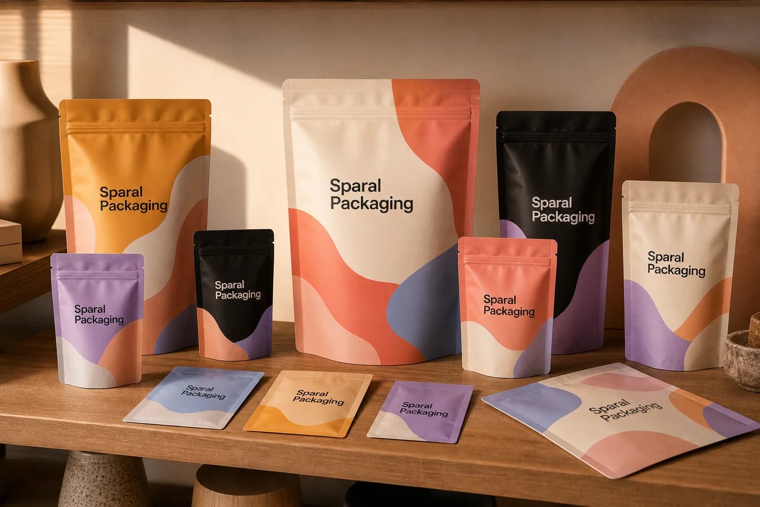 Retail-ready custom pouch packaging shelf by Sparal Packaging