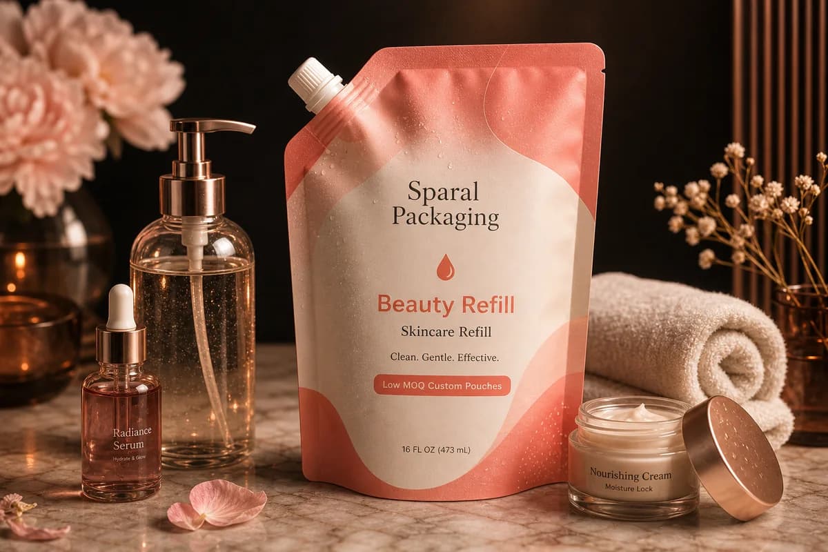 Beauty refill custom spout pouch packaging market system