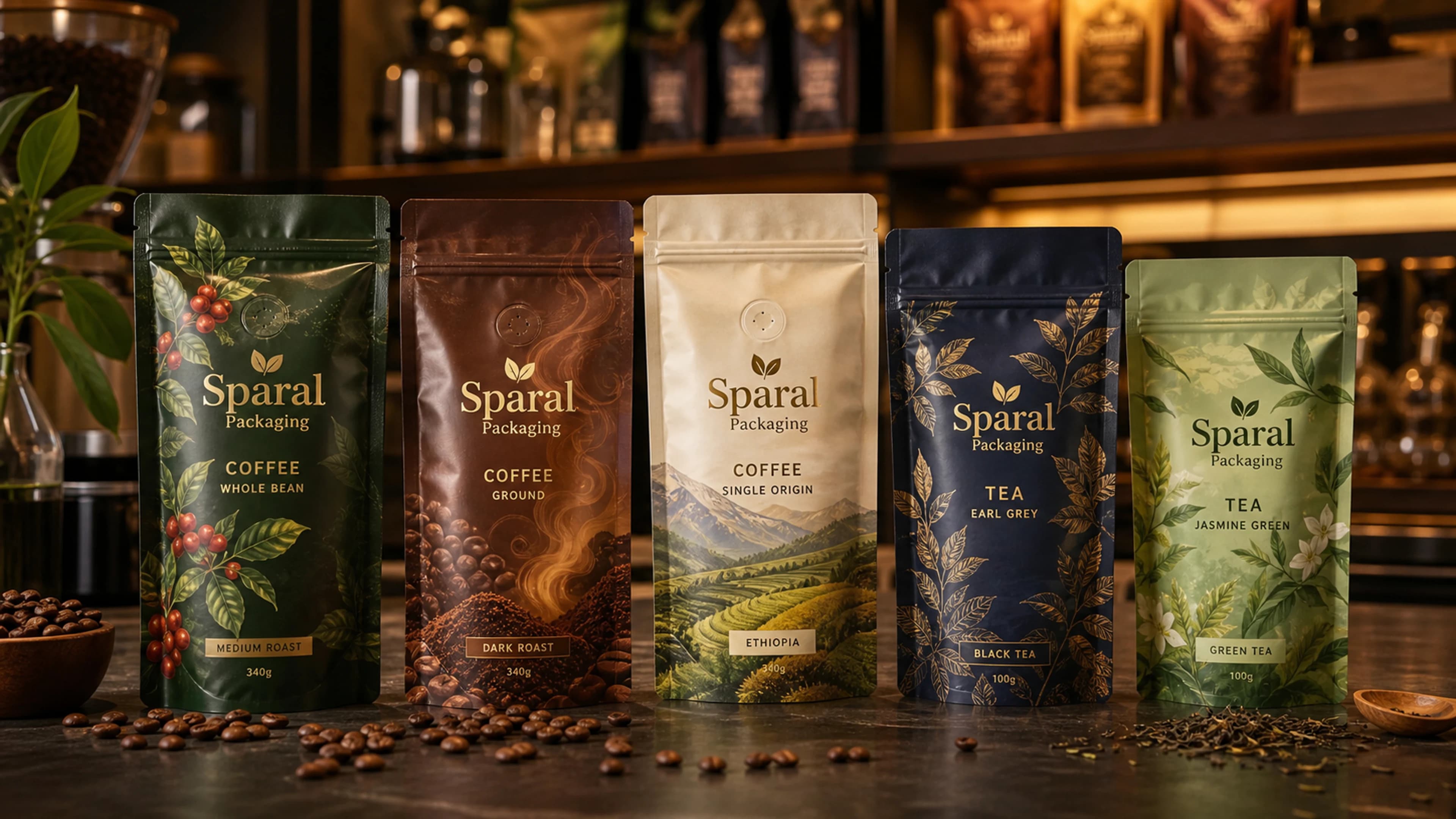 Coffee & Tea custom flexible packaging by Sparal Packaging