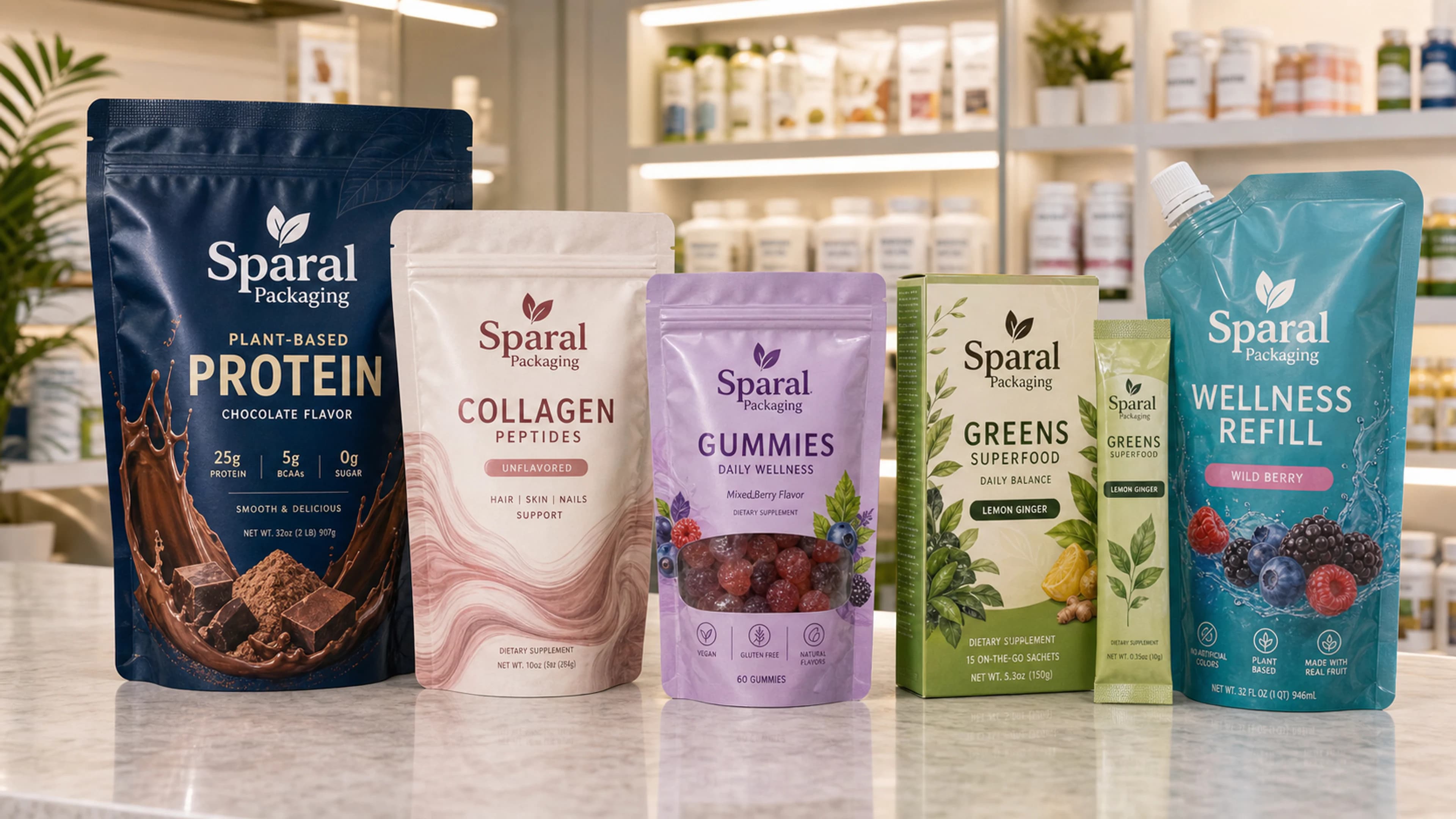 Supplements custom flexible packaging by Sparal Packaging