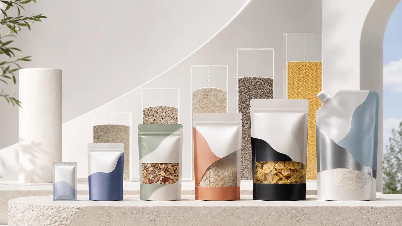 Pouch size and fill guide for stand-up pouches