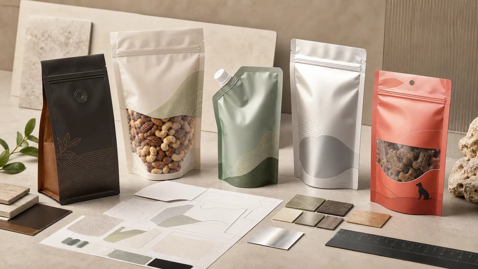 Production spec sheet and custom pouch materials
