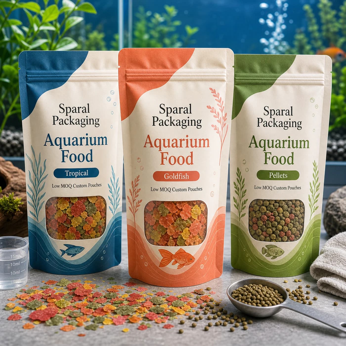 Aquarium food pouch packaging opportunity by Sparal Packaging