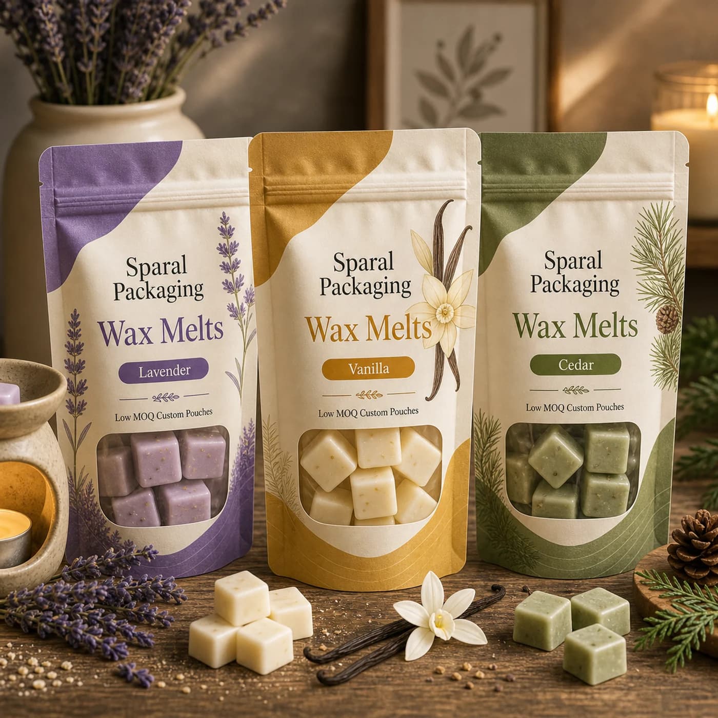 Candle wax melts pouch packaging opportunity by Sparal Packaging