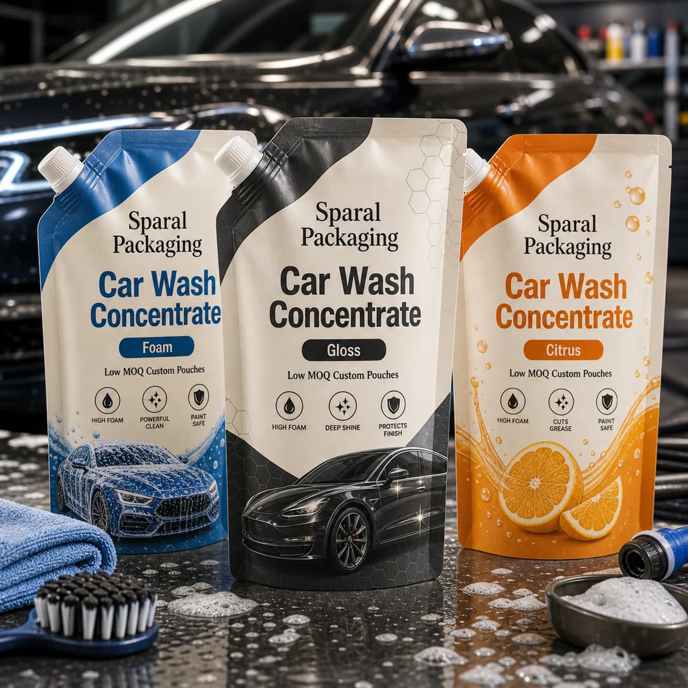 Car wash concentrate pouch packaging opportunity by Sparal Packaging