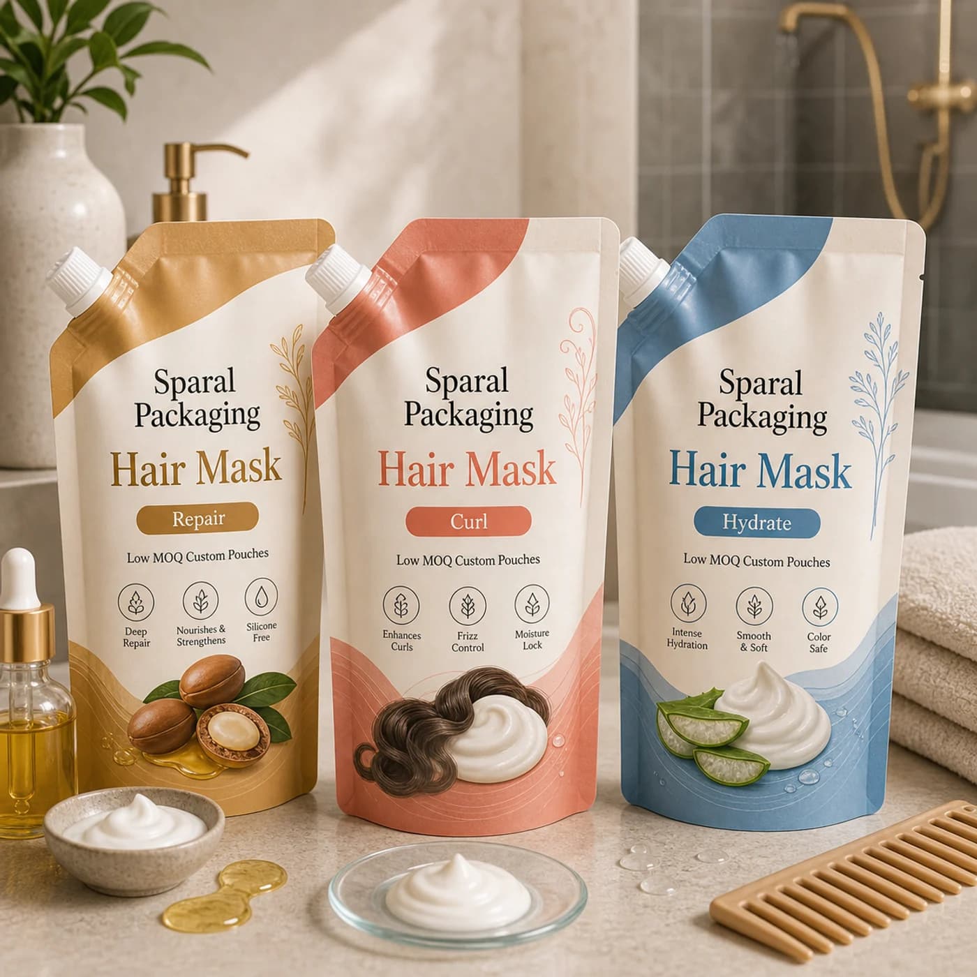 Hair mask pouch packaging opportunity by Sparal Packaging