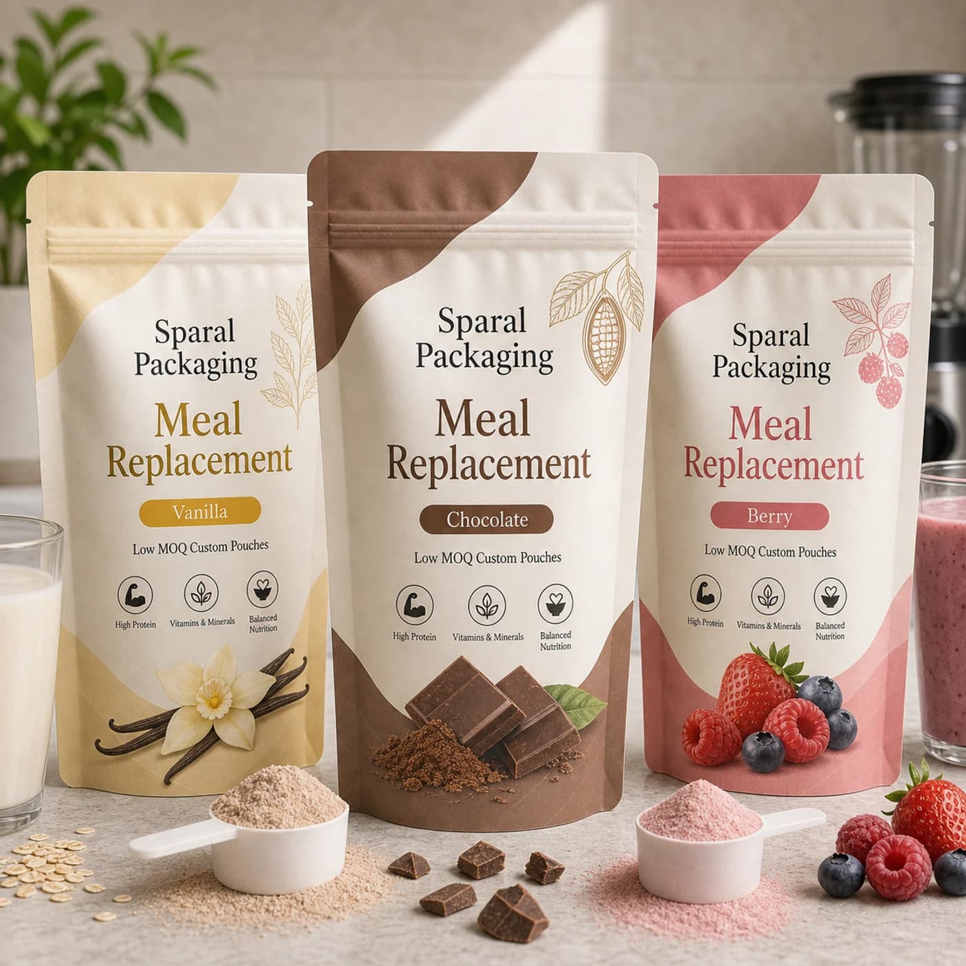 Meal replacement powder pouch packaging opportunity by Sparal Packaging