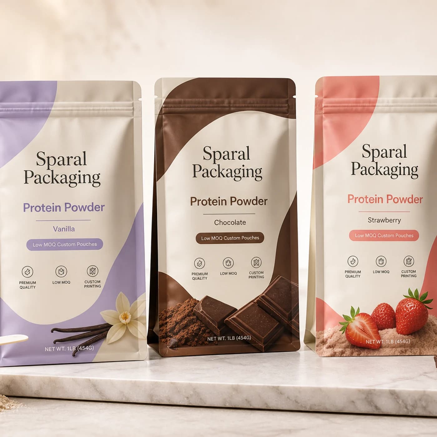 Protein powder pouch packaging opportunity by Sparal Packaging