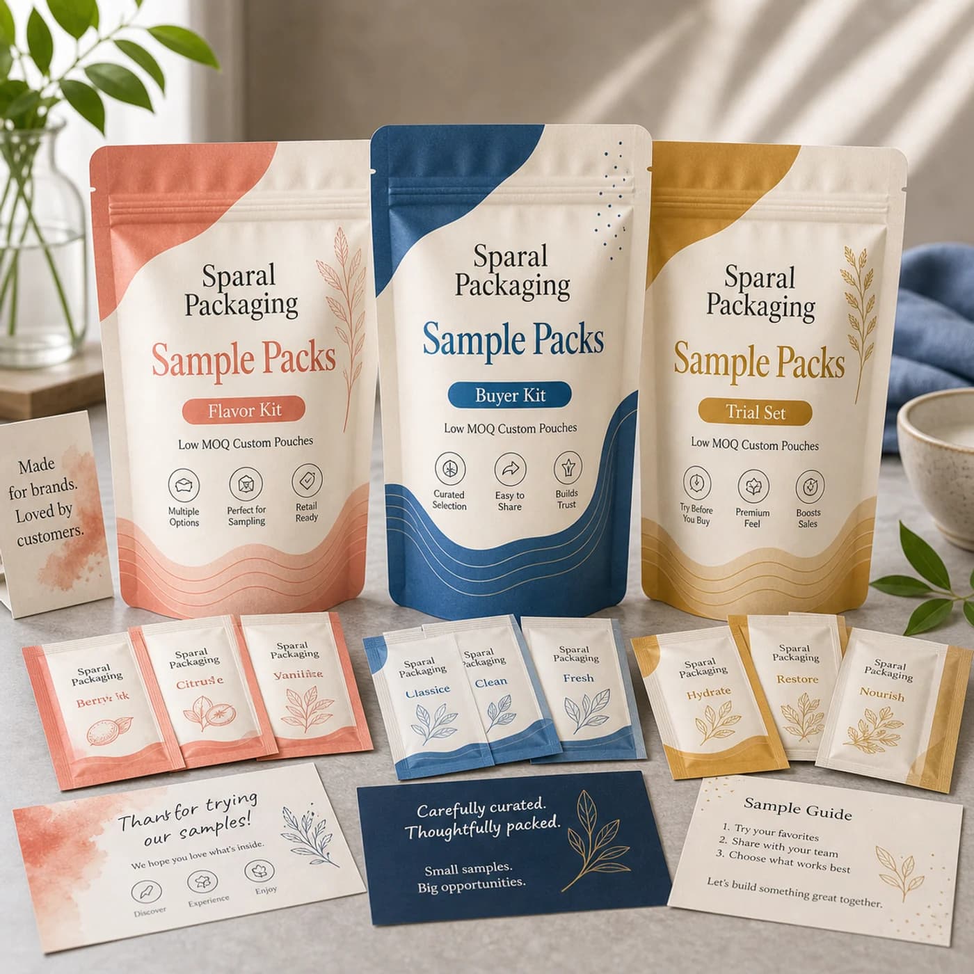 Sample packs pouch packaging opportunity by Sparal Packaging