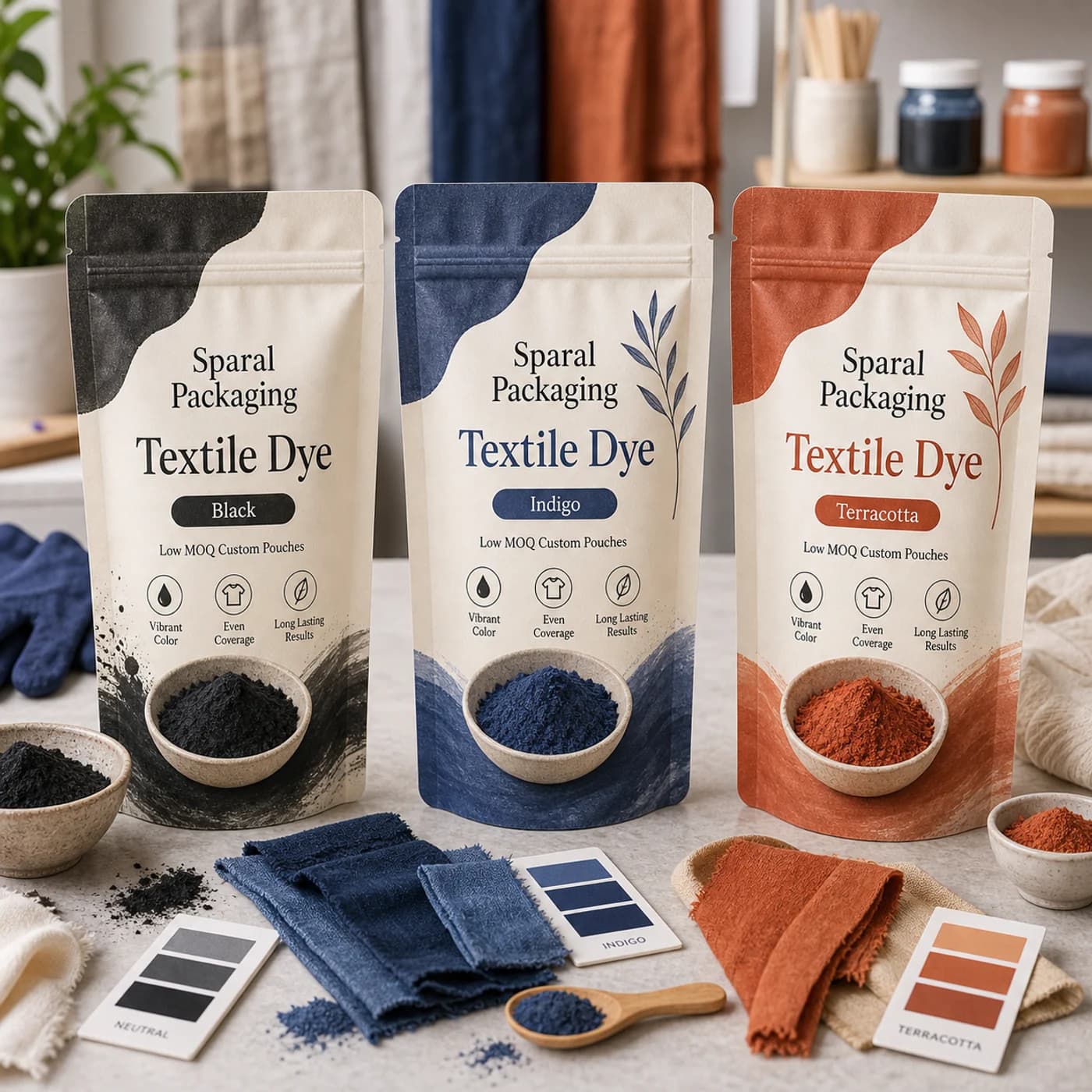 Textile dye pouch packaging opportunity by Sparal Packaging