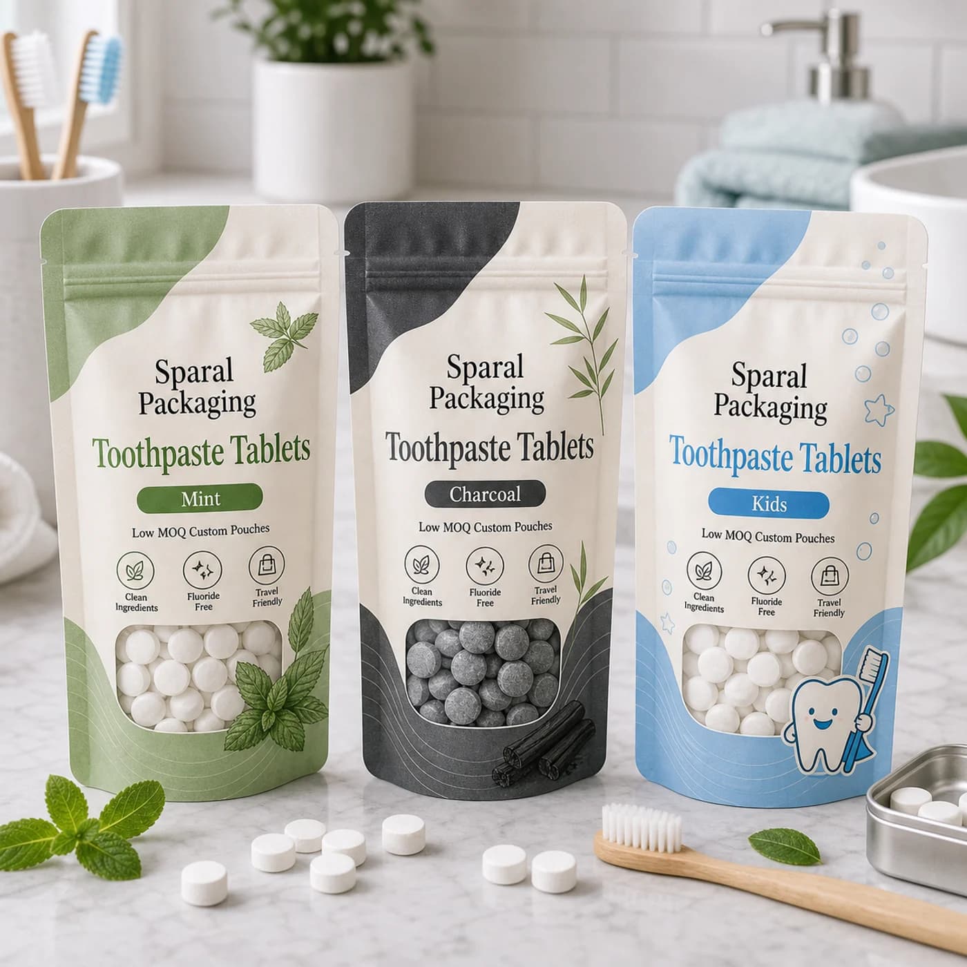 Toothpaste tablets pouch packaging opportunity by Sparal Packaging